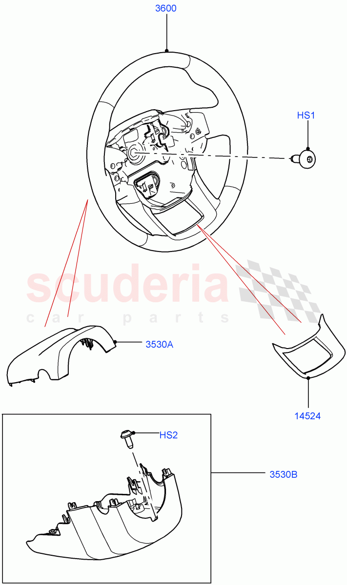 Steering Wheel (Changsu (China)) ((V) TOMG575834) of Land Rover Land Rover Range Rover Evoque (2019+) [2.0 Turbo Petrol AJ200P]