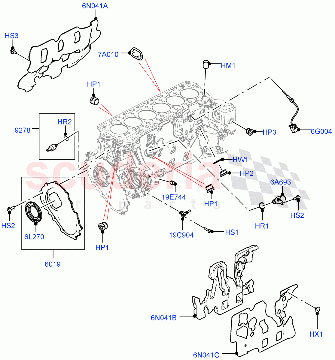 Cylinder Block And Plugs (3.0L AJ20D6 Diesel High) of Land Rover Land Rover Range Rover (2022+) [3.0 I6 Turbo Diesel AJ20D6]