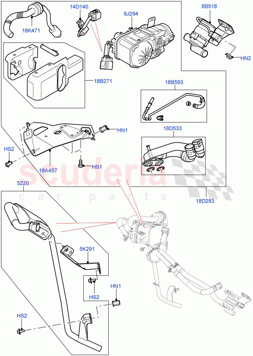 Auxiliary Fuel Fired Pre-Heater (Heater Components, External Components) (Halewood (UK), Fuel Heater W/Pk Heat With Remote, Fuel Heater W/Pk Heat Less Remote, With Fuel Fired Heater, Fuel Fired Heater With Park Heat) ((V) TOKH999999) of Land Rover Land Rover Discovery Sport (2015+) [1.5 I3 Turbo Petrol AJ20P3]