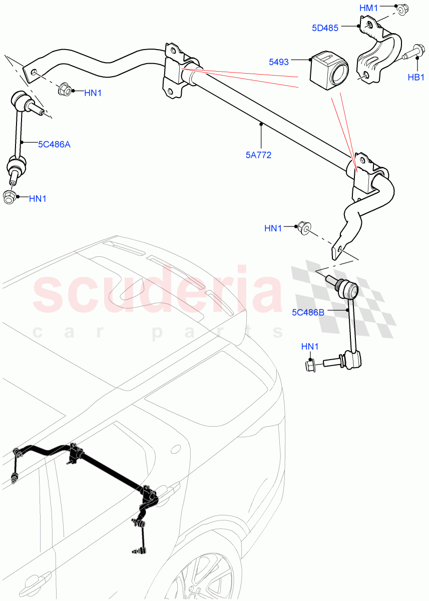 Rear Cross Member & Stabilizer Bar (Conventional Stabilizer Bar, Solihull Plant Build) ((V) FROMHA000001) of Land Rover Land Rover Discovery 5 (2017+) [2.0 Turbo Diesel]