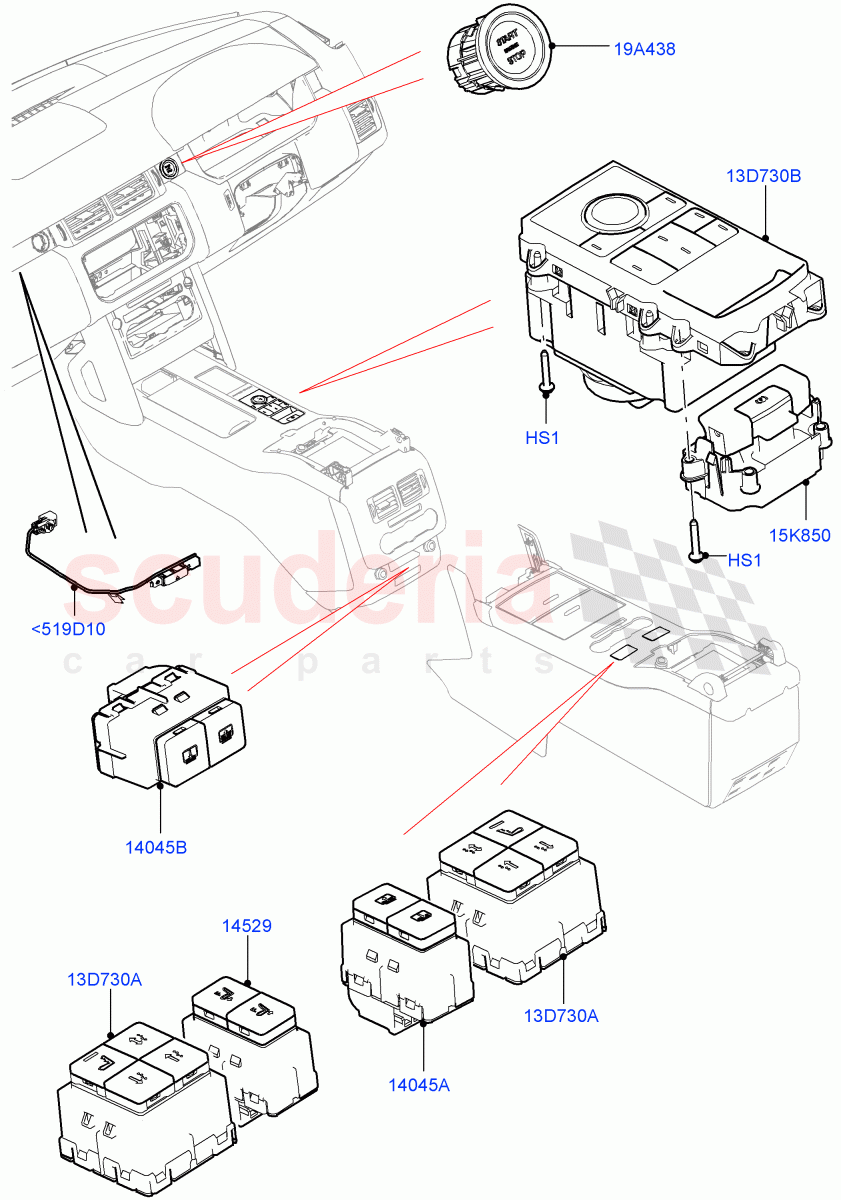 Switches (Console) ((V) TOHA999999) of Land Rover Land Rover Range Rover (2012-2021) [3.0 Diesel 24V DOHC TC]