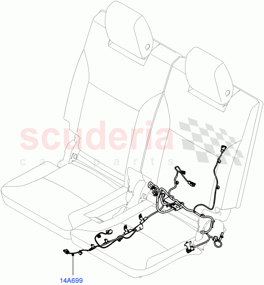 Wiring - Seats (3rd Row, Rear Seats, Nitra Plant Build) (With 7 Seat Configuration) ((V) FROMK2000001) of Land Rover Land Rover Discovery 5 (2017+) [3.0 I6 Turbo Petrol AJ20P6]