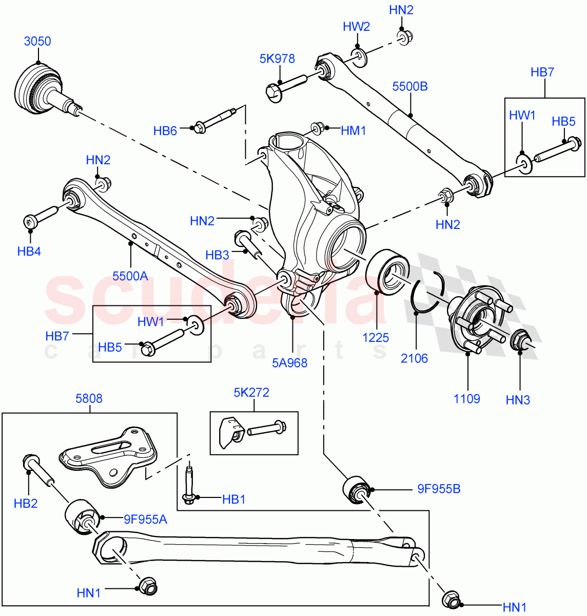 Rear Knuckle And Suspension Arms (Halewood (UK)) of Land Rover Land Rover Range Rover Evoque (2012-2018) [2.0 Turbo Petrol AJ200P]