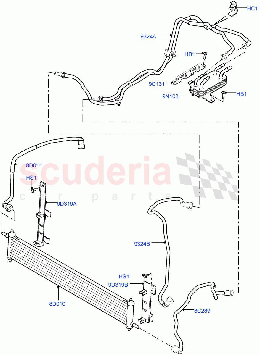 Fuel Cooler Assembly (3.0L 24V V6 Turbo Diesel Std Flow, 3.0L 24V DOHC V6 TC Diesel) of Land Rover Land Rover Range Rover Sport (2014+) [3.0 Diesel 24V DOHC TC]
