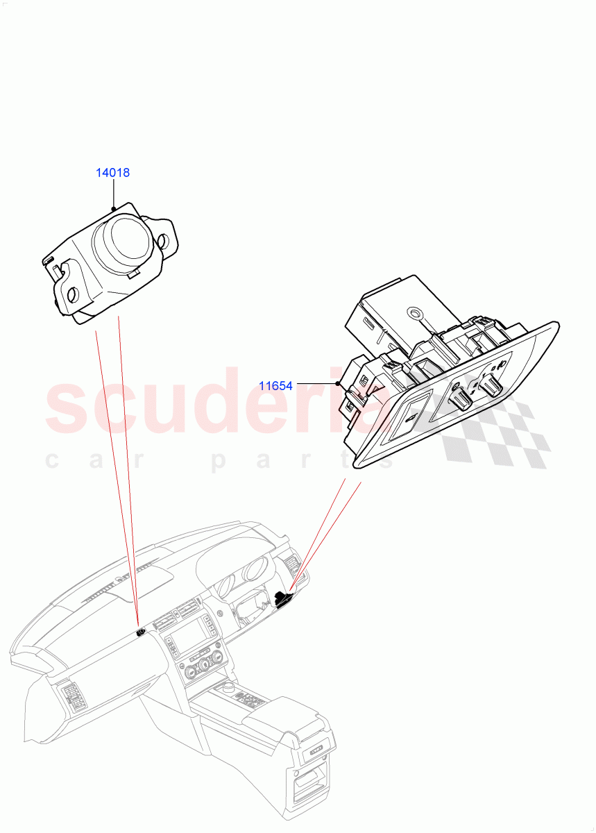 Switches (Nitra Plant Build, Auxiliary Unit) ((V) FROMK2000001, (V) TOL2999999) of Land Rover Land Rover Discovery 5 (2017+) [3.0 Diesel 24V DOHC TC]