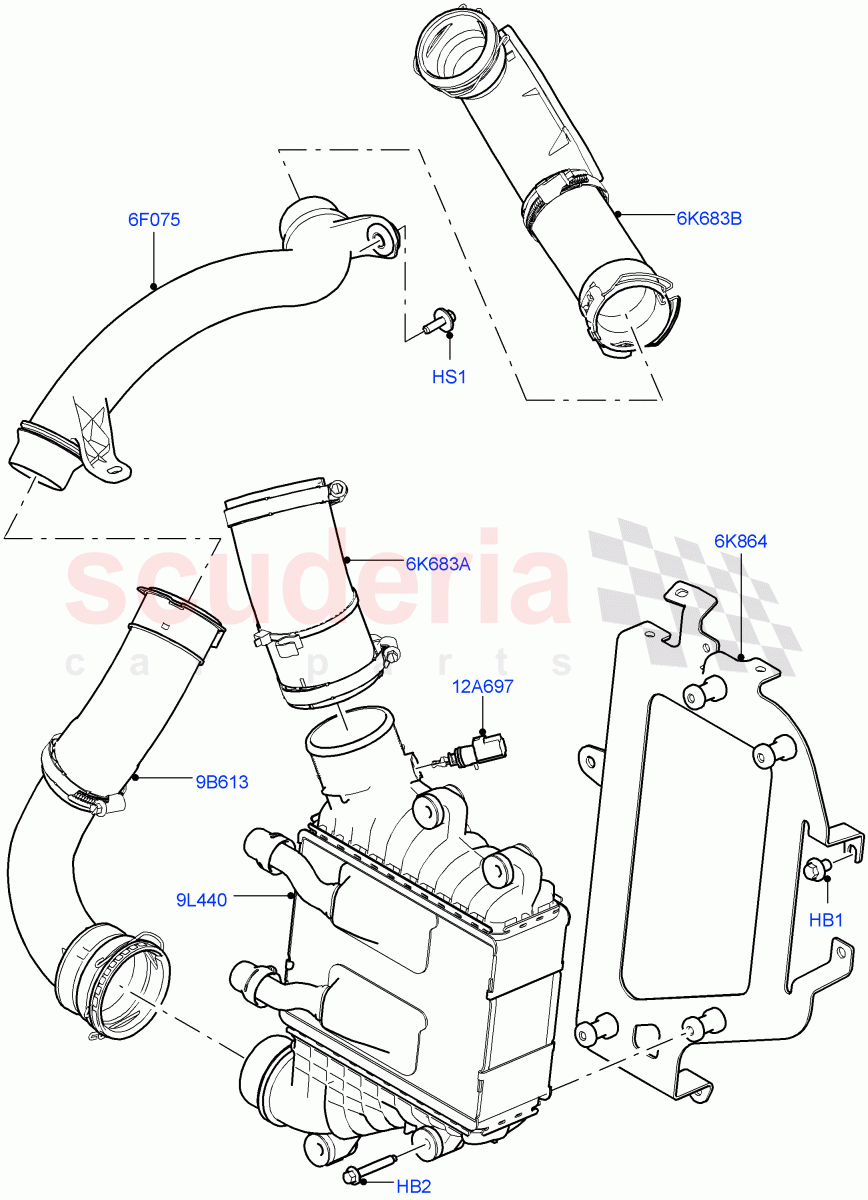 Intercooler/Air Ducts And Hoses (2.0L I4 DSL MID DOHC AJ200, Itatiaia (Brazil)) ((V) FROMGT000001) of Land Rover Land Rover Range Rover Evoque (2012-2018) [2.0 Turbo Diesel]