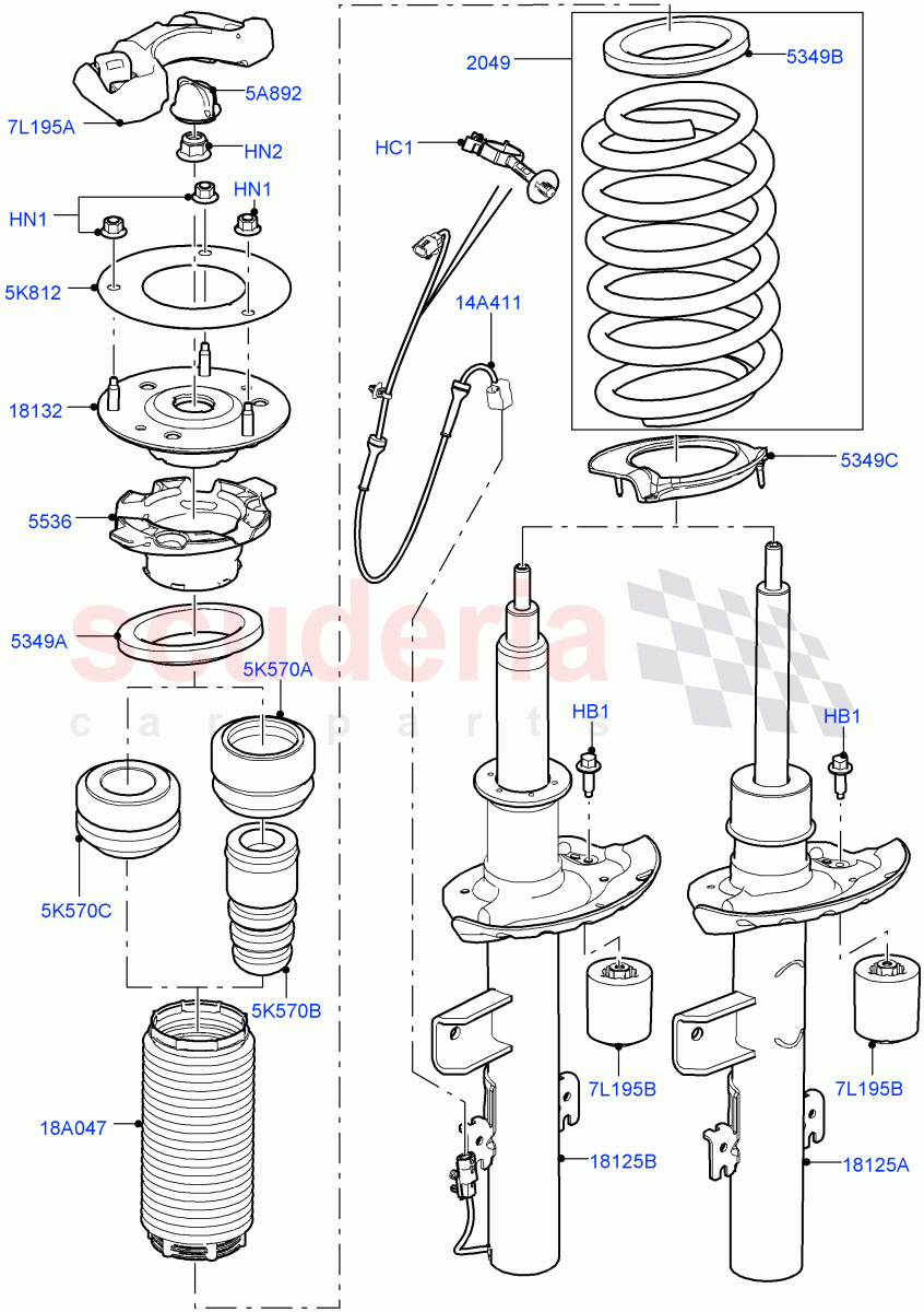 Rear Springs And Shock Absorbers (3 Door, Halewood (UK), 5 Door) of Land Rover Land Rover Range Rover Evoque (2012-2018) [2.0 Turbo Petrol AJ200P]