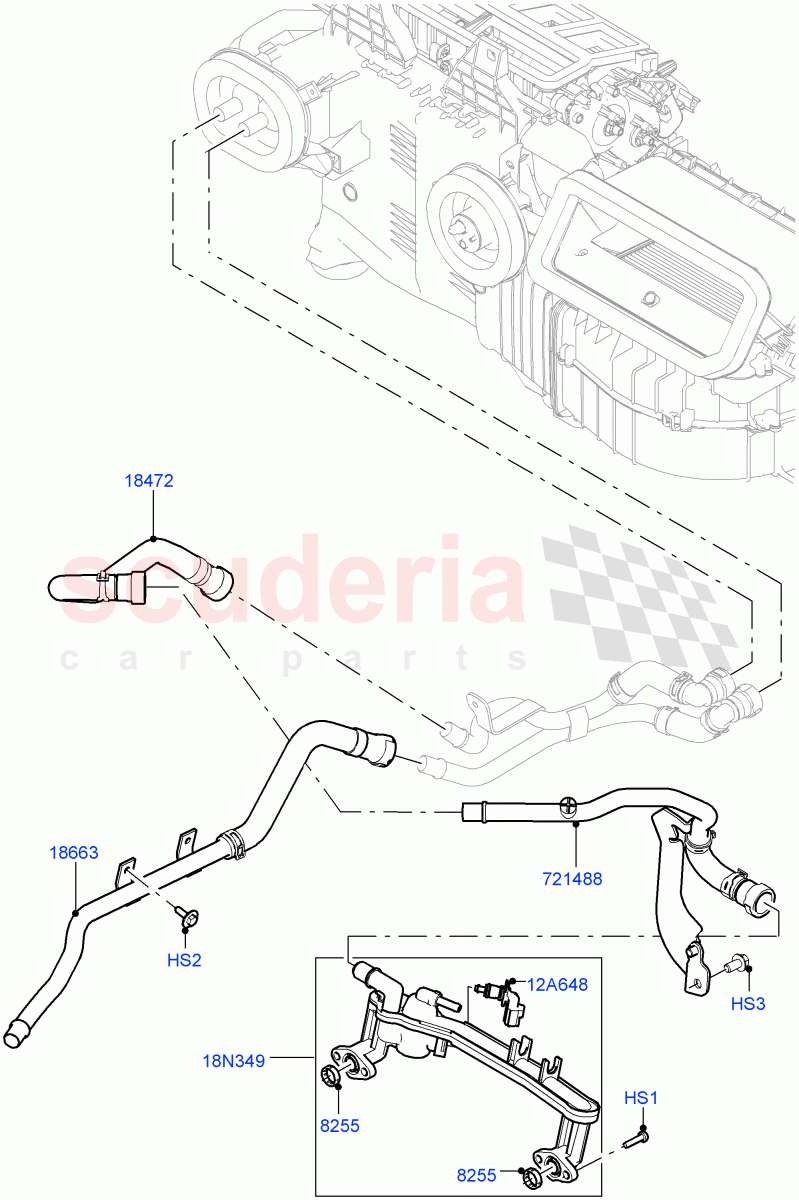 Heater Hoses (Front) (5.0L OHC SGDI SC V8 Petrol - AJ133, Less Auxiliary Coolant Pumps, With Fresh Air Heater, With Ptc Heater, With Fuel Fired Heater) ((V) TOHA999999) of Land Rover Land Rover Range Rover Sport (2014+) [3.0 Diesel 24V DOHC TC]