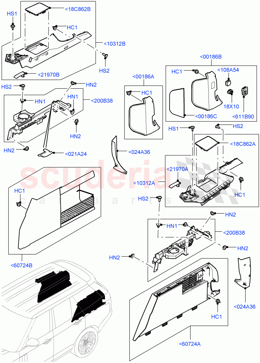 Side Trim (Luggage Compartment) (With 40/40 Split Individual Rr Seat) of Land Rover Land Rover Range Rover (2012-2021) [5.0 OHC SGDI SC V8 Petrol]