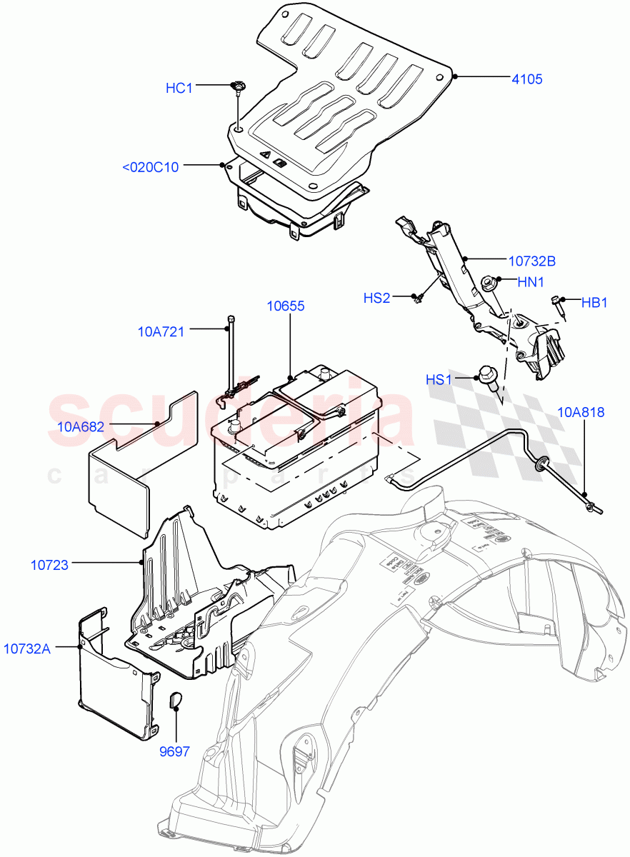 Battery And Mountings (Itatiaia (Brazil)) ((V) FROMGT000001) of Land Rover Land Rover Range Rover Evoque (2012-2018) [2.0 Turbo Diesel]