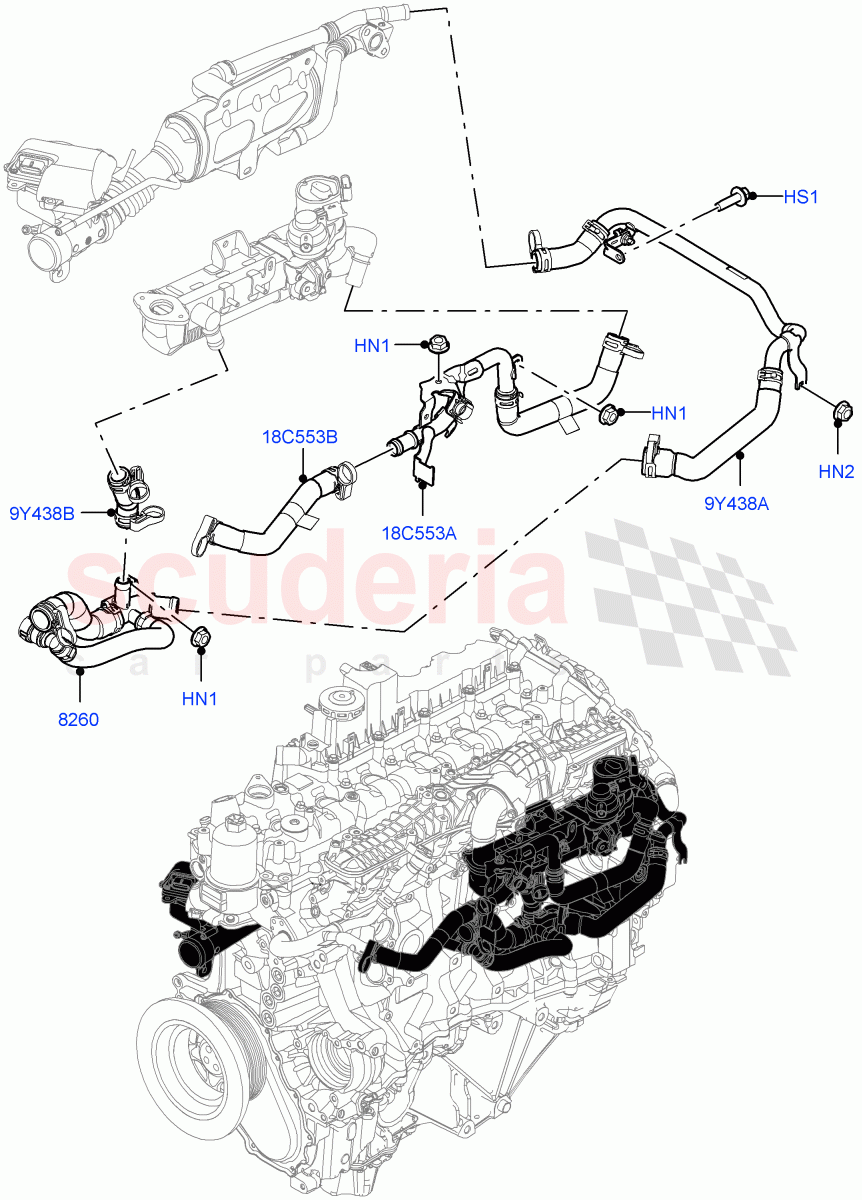 EGR Cooling System (3.0L AJ20D6 Diesel High) of Land Rover Land Rover Range Rover (2022+) [3.0 I6 Turbo Diesel AJ20D6]