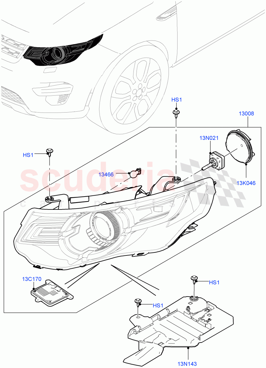 Headlamps And Front Flasher Lamps (Itatiaia (Brazil), With BI - Xenon Headlamps, With Adaptive Headlamps Bi Xenon, Headlamps - LED Premium) ((V) FROMGT000001) of Land Rover Land Rover Discovery Sport (2015+) [1.5 I3 Turbo Petrol AJ20P3]