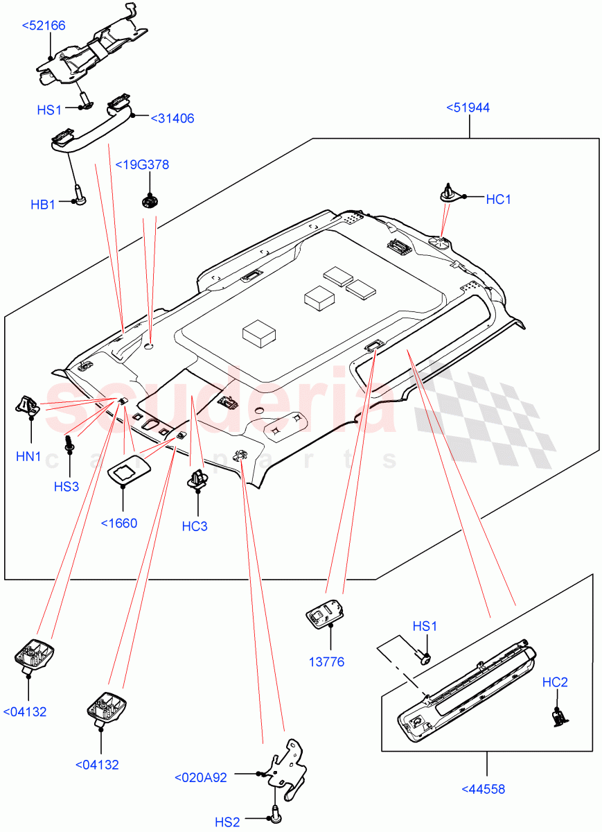 Headlining And Sun Visors (Headlining) (Short Wheelbase, Less Panorama Roof) of Land Rover Land Rover Defender (2020+) [2.0 Turbo Diesel]