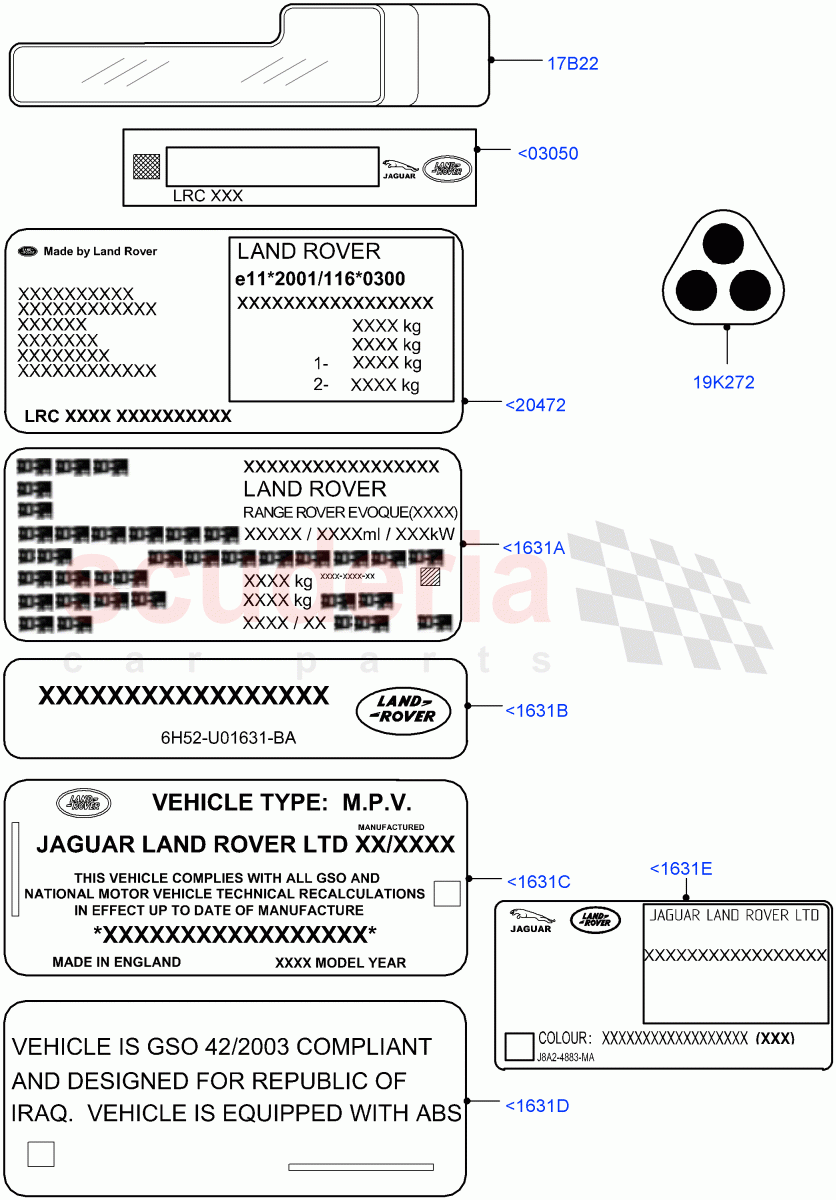 Labels (Information) (Halewood (UK)) of Land Rover Land Rover Range Rover Evoque (2012-2018) [2.2 Single Turbo Diesel]