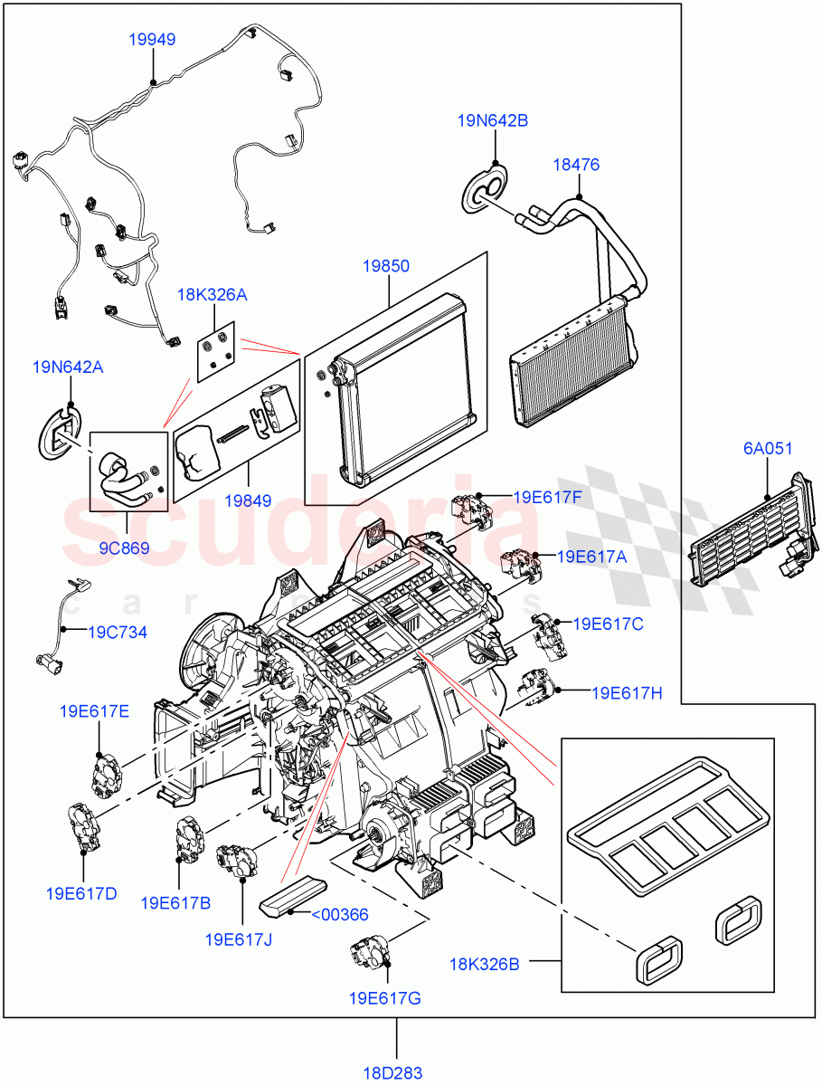 Heater/Air Cond.Internal Components (Main Unit) of Land Rover Land Rover Defender (2020+) [2.0 Turbo Diesel]