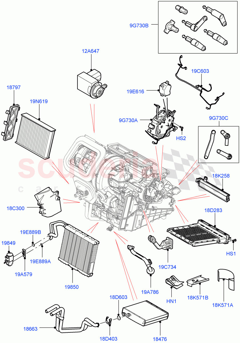 Heater/Air Cond.Internal Components (Itatiaia (Brazil)) of Land Rover Land Rover Range Rover Evoque (2019+) [2.0 Turbo Petrol AJ200P]