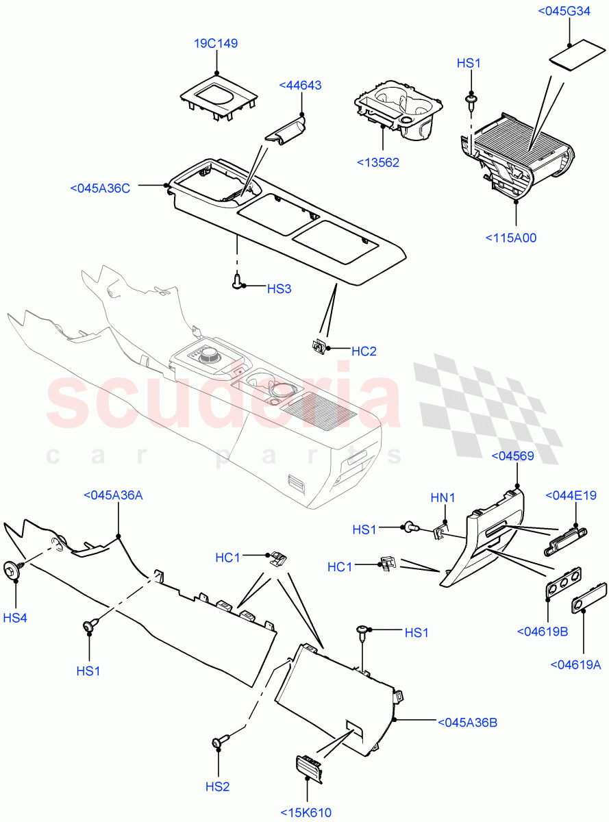 Console - Floor (External Components) (Itatiaia (Brazil), Low Line Cubby Box) ((V) FROMGT000001, (V) TOKT999999) of Land Rover Land Rover Discovery Sport (2015+) [1.5 I3 Turbo Petrol AJ20P3]