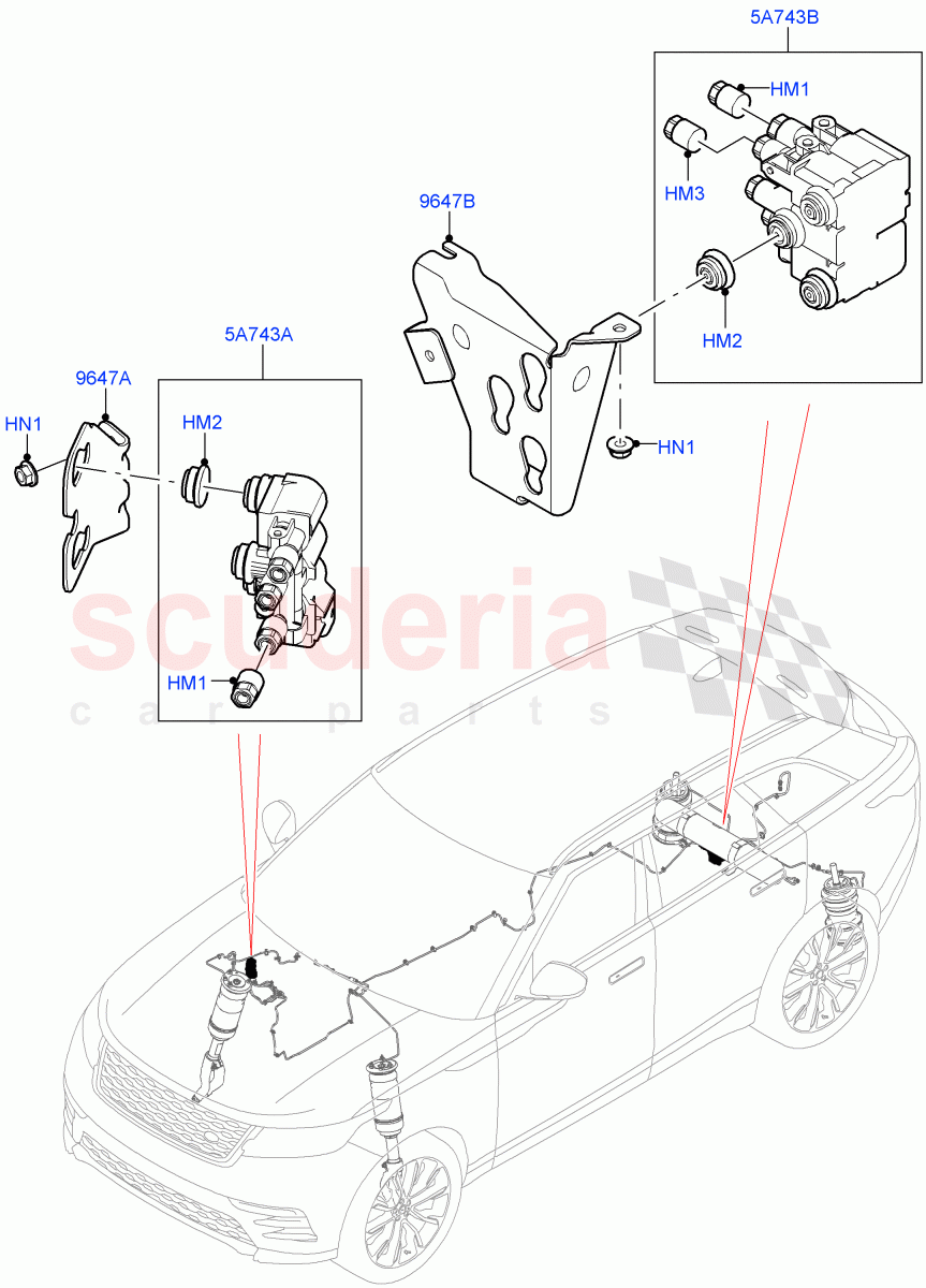 Air Suspension Compressor And Lines (Air Suspension Lines) (With Four Corner Air Suspension) ((V) FROMMA000001) of Land Rover Land Rover Range Rover Velar (2017+) [2.0 Turbo Diesel AJ21D4]