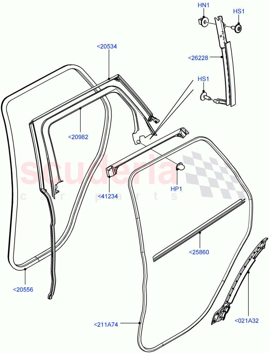 Rear Doors, Hinges & Weatherstrips (Weatherstrips And Seals) (Changsu (China)) ((V) FROMEG000001) of Land Rover Land Rover Range Rover Evoque (2012-2018) [2.0 Turbo Petrol GTDI]