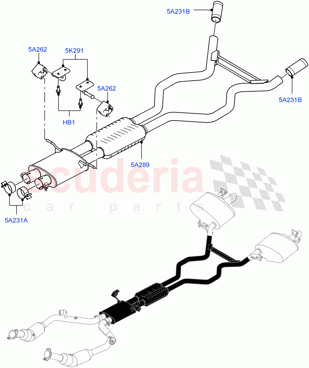 Exhaust System (Middle Section) (3.0L DOHC GDI SC V6 PETROL) ((V) FROMEA134601, (V) TOHA999999) of Land Rover Land Rover Range Rover (2012-2021) [3.0 DOHC GDI SC V6 Petrol]