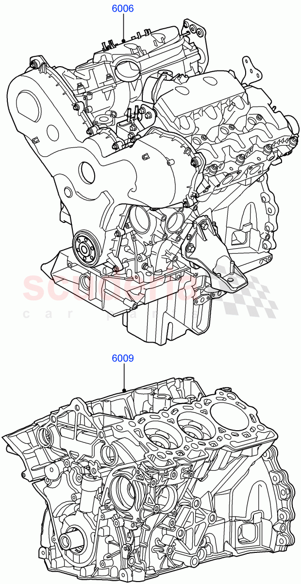 Service Engine And Short Block (Solihull Plant Build) (3.0 V6 Diesel) ((V) FROMAA000001) of Land Rover Land Rover Discovery 5 (2017+) [3.0 Diesel 24V DOHC TC]