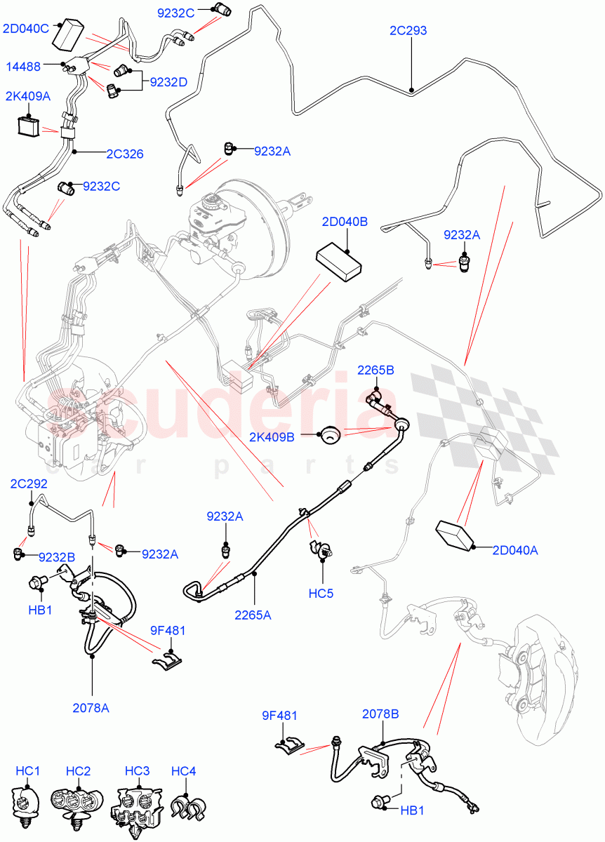 Front Brake Pipes (2.0L AJ200P Hi PHEV, RHD) ((V) FROMJA000001) of Land Rover Land Rover Range Rover Sport (2014+) [2.0 Turbo Petrol AJ200P]