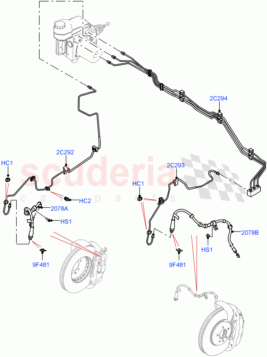 Front Brake Pipes (RHD) of Land Rover Land Rover Range Rover (2022+) [3.0 I6 Turbo Petrol AJ20P6]
