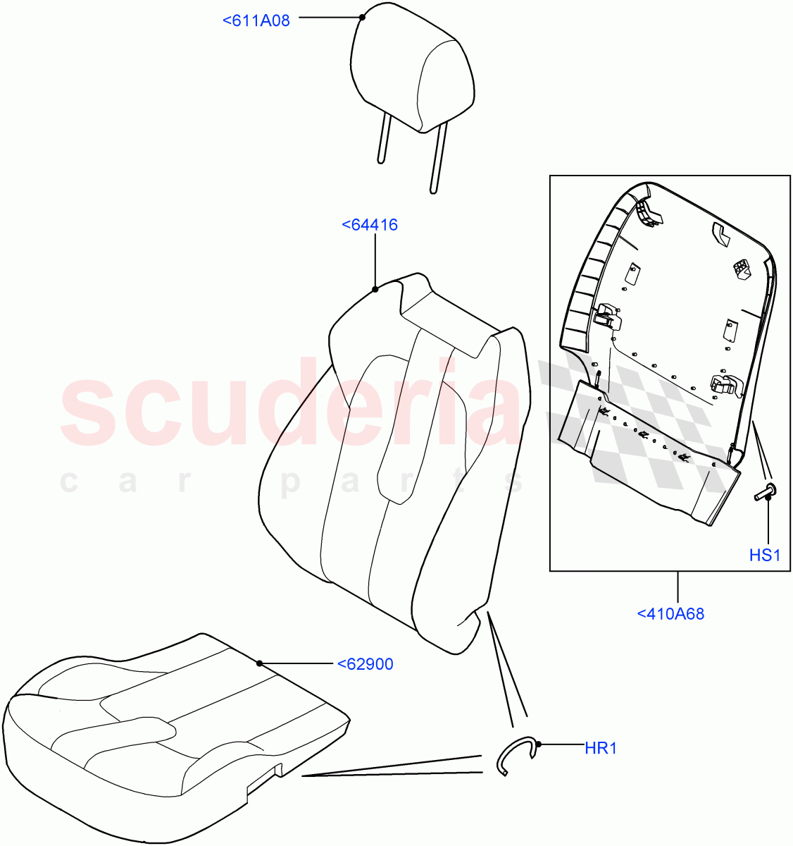 Front Seat Covers (Windsor Leather Perforated, Changsu (China), Seat - Standard) ((V) FROMEG000001, (V) TOGG134737) of Land Rover Land Rover Range Rover Evoque (2012-2018) [2.2 Single Turbo Diesel]