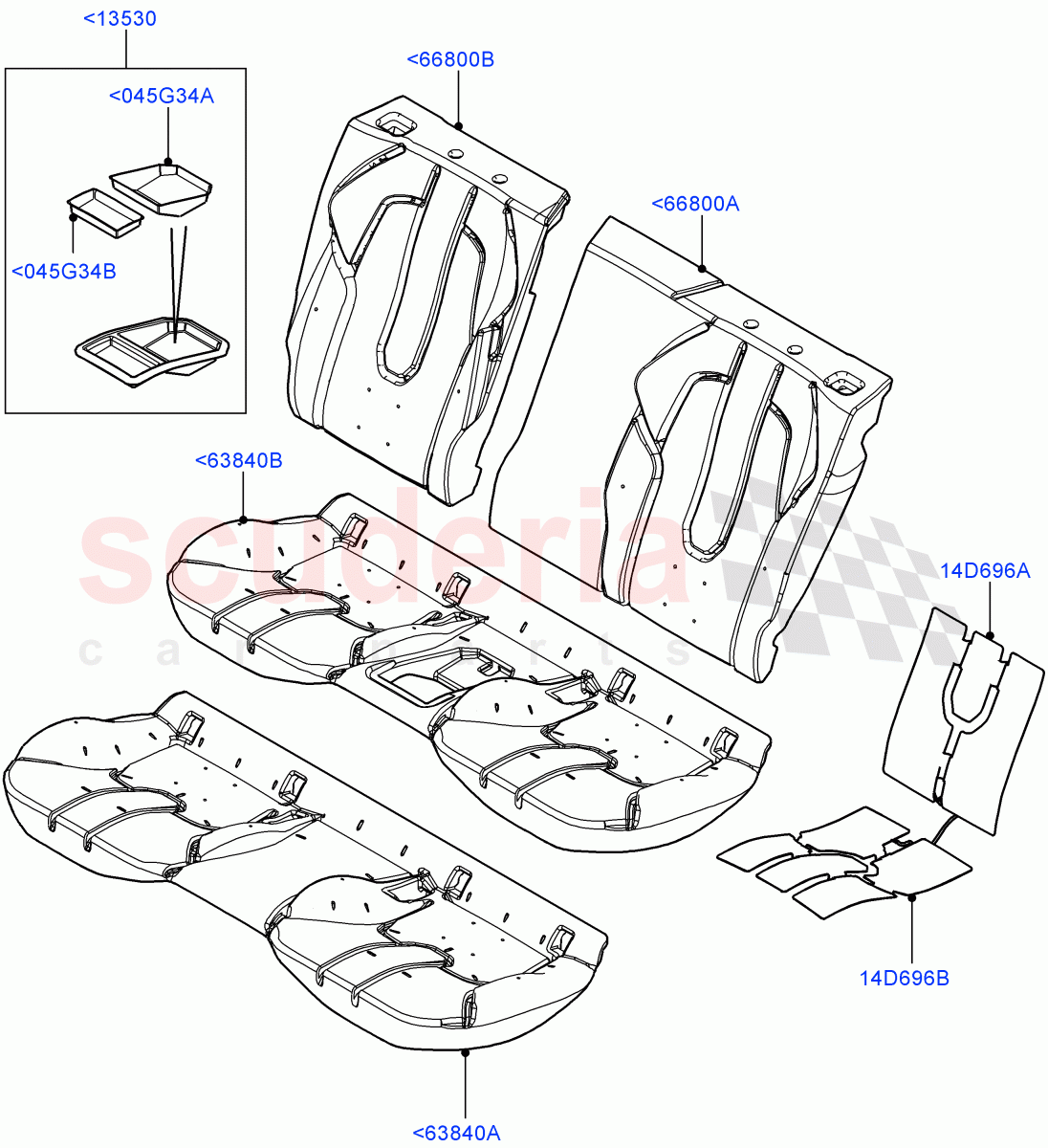 Rear Seat Pads/Valances & Heating (Halewood (UK), With 2 Rear Small Individual Seats, With 2 Individual Second Row Seats) of Land Rover Land Rover Range Rover Evoque (2012-2018) [2.2 Single Turbo Diesel]
