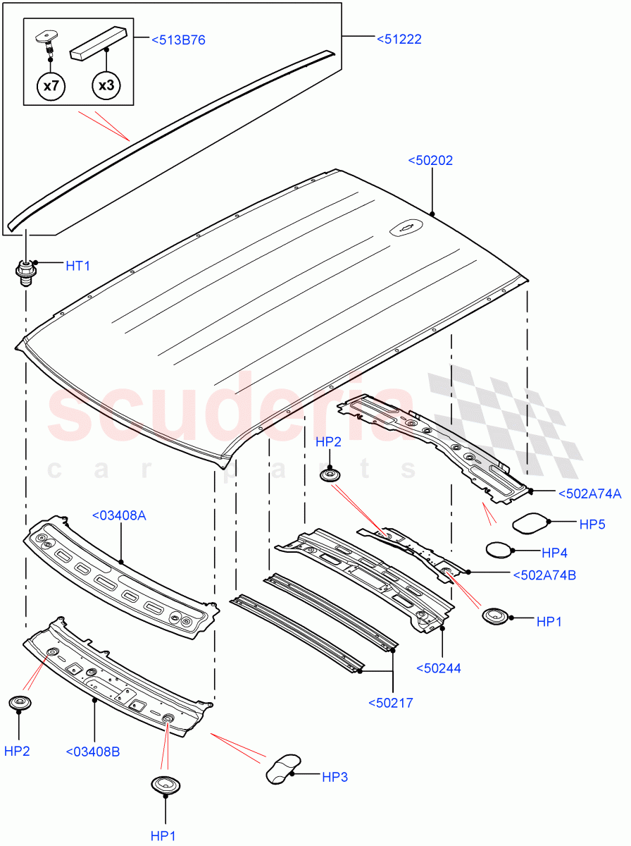 Roof - Sheet Metal (Less Panorama Roof) of Land Rover Land Rover Range Rover Sport (2014+) [3.0 I6 Turbo Petrol AJ20P6]