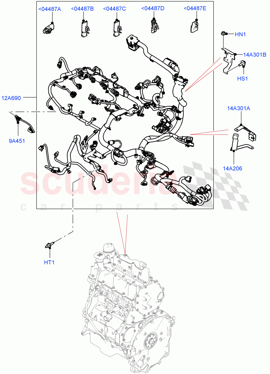 Electrical Wiring - Engine And Dash (Engine) (2.0L I4 DSL HIGH DOHC AJ200, Halewood (UK), 2.0L I4 DSL MID DOHC AJ200) ((V) FROMJH000001) of Land Rover Land Rover Discovery Sport (2015+) [2.0 Turbo Diesel AJ21D4]