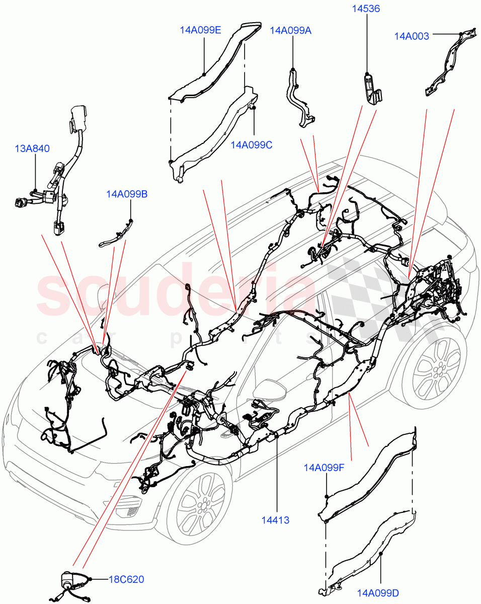 Electrical Wiring - Engine And Dash (Mega Harness) (Halewood (UK)) ((V) FROMLH000001) of Land Rover Land Rover Discovery Sport (2015+) [1.5 I3 Turbo Petrol AJ20P3]