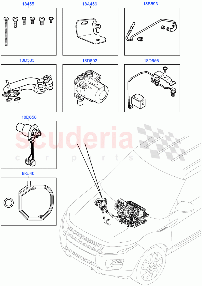 Auxiliary Fuel Fired Pre-Heater (Page B) (Changsu (China), Fuel Fired Heater With Park Heat, With Fuel Fired Heater) ((V) FROMEG000001) of Land Rover Land Rover Range Rover Evoque (2012-2018) [2.0 Turbo Petrol AJ200P]