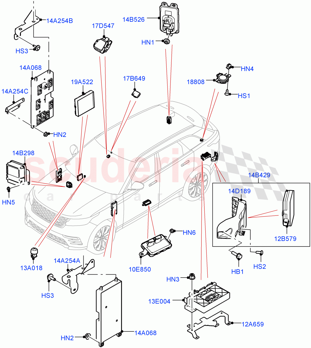 Vehicle Modules And Sensors of Land Rover Land Rover Range Rover Velar (2017+) [3.0 DOHC GDI SC V6 Petrol]