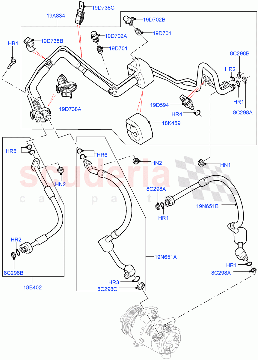 Air Conditioning System (2.2L CR DI 16V Diesel, Halewood (UK)) of Land Rover Land Rover Range Rover Evoque (2012-2018) [2.2 Single Turbo Diesel]