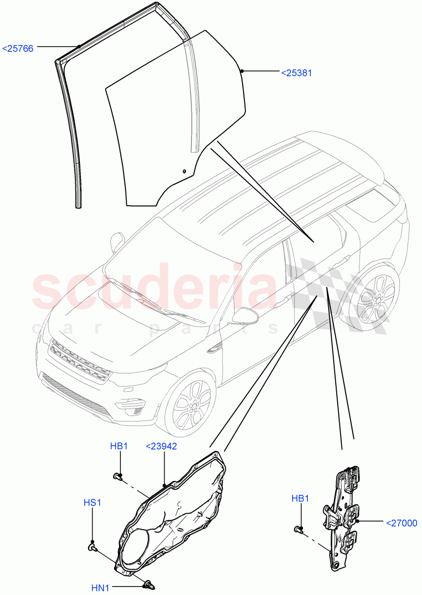 Rear Door Glass And Window Controls (Halewood (UK)) of Land Rover Land Rover Discovery Sport (2015+) [2.0 Turbo Petrol AJ200P]