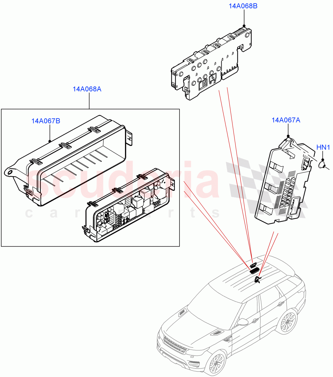 Fuses, Holders And Circuit Breakers (Rear) of Land Rover Land Rover Range Rover Sport (2014+) [2.0 Turbo Petrol AJ200P]