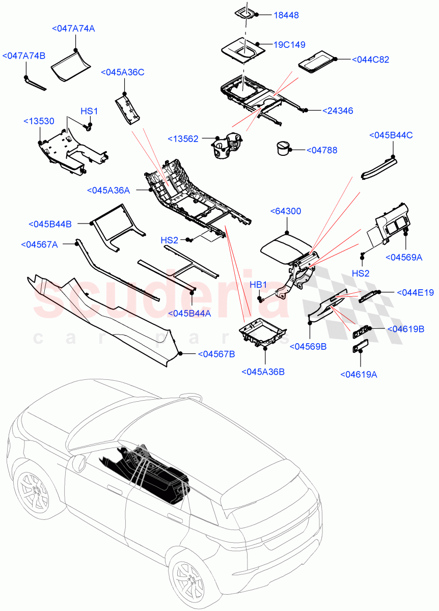 Console - Floor (External Components) (Halewood (UK)) of Land Rover Land Rover Range Rover Evoque (2019+) [2.0 Turbo Diesel]