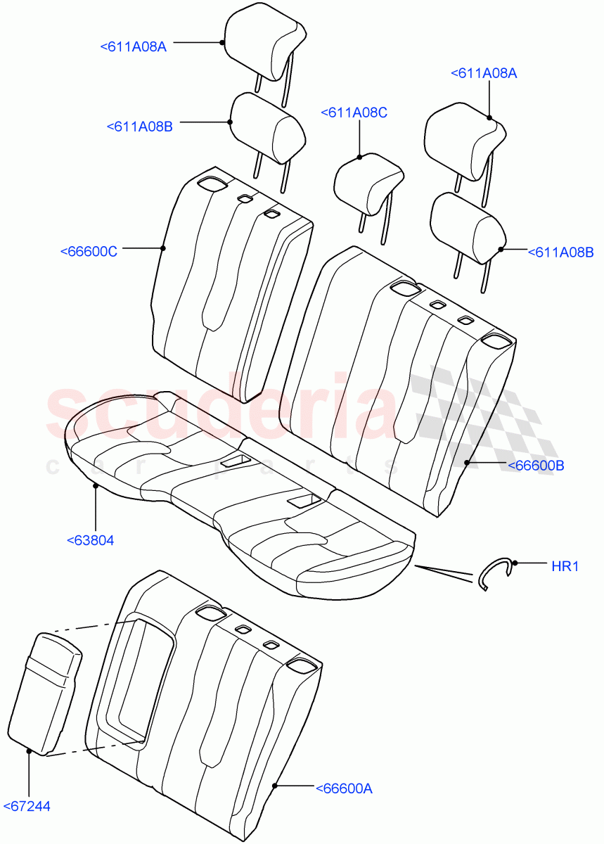 Rear Seat Covers (Taurus Leather, Halewood (UK), With 60/40 Split - Folding Rr Seat, 2nd Row Seat 60/40 (3 P) - Folding) of Land Rover Land Rover Range Rover Evoque (2012-2018) [2.2 Single Turbo Diesel]