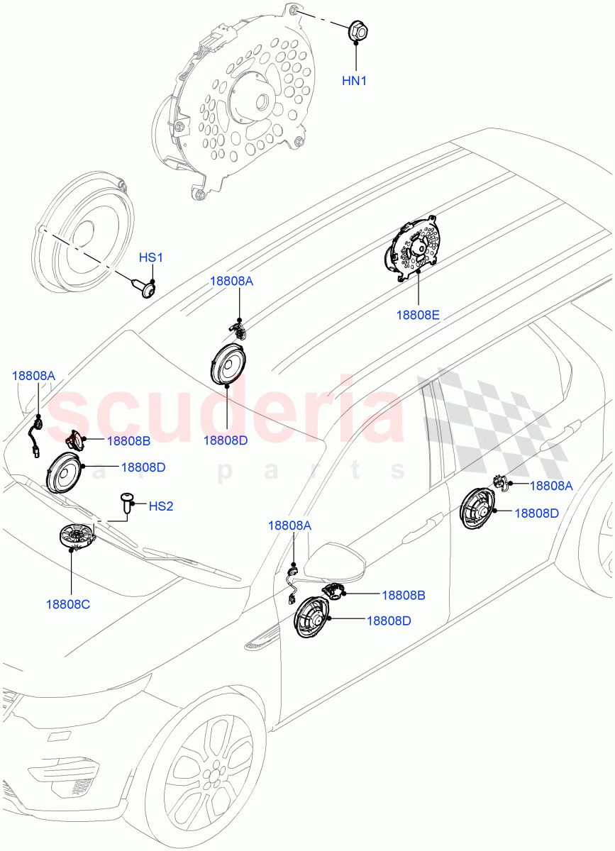 Speakers (Itatiaia (Brazil), Low Line Audio System - 400W) ((V) FROMGT000001) of Land Rover Land Rover Discovery Sport (2015+) [2.0 Turbo Petrol GTDI]