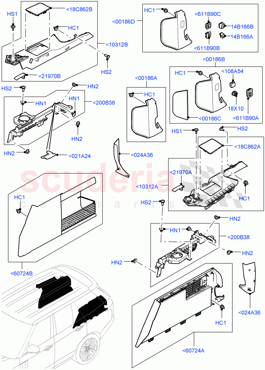 Side Trim (Luggage Compartment) (With 60/40 Manual Fold Thru Rr Seat) of Land Rover Land Rover Range Rover (2012-2021) [3.0 DOHC GDI SC V6 Petrol]