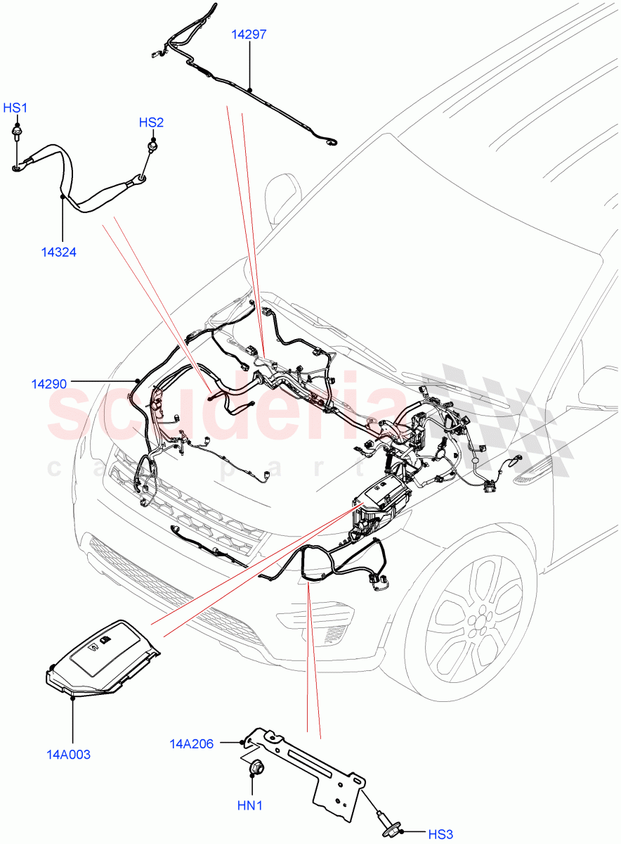 Electrical Wiring - Engine And Dash (Engine Compartment) (Halewood (UK)) ((V) TOKH999999) of Land Rover Land Rover Discovery Sport (2015+) [2.2 Single Turbo Diesel]