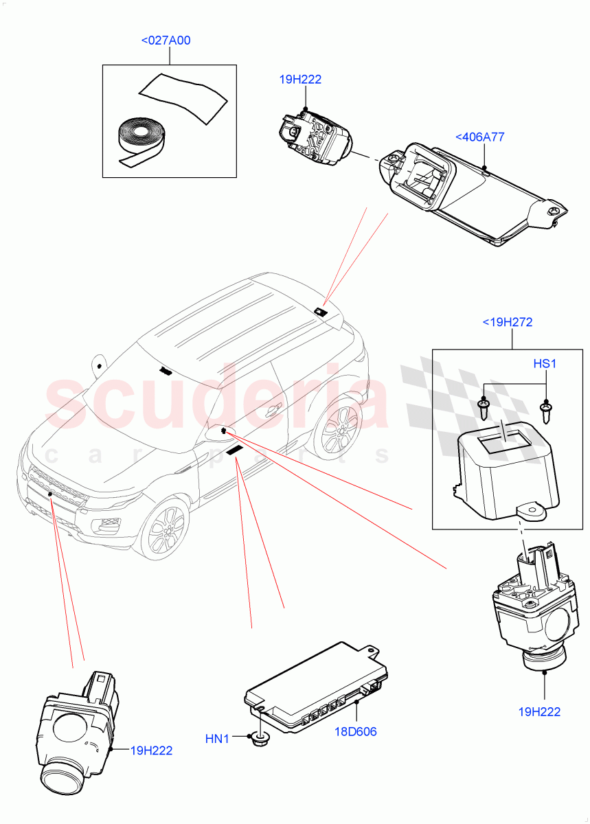 Camera Equipment (Halewood (UK), Surround Camera System, Surround Camera Sys+Water Wade Aid) ((V) FROMGH000001) of Land Rover Land Rover Range Rover Evoque (2012-2018) [2.0 Turbo Diesel]