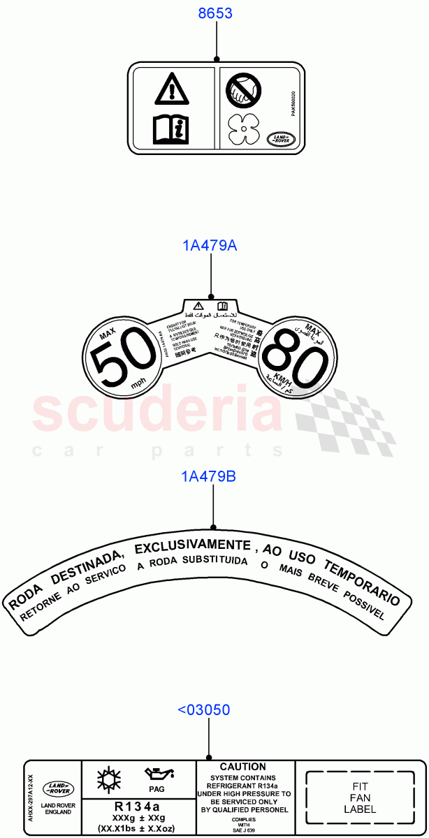 Labels (Warning Decals) (Itatiaia (Brazil)) ((V) FROMGT000001) of Land Rover Land Rover Range Rover Evoque (2012-2018) [2.2 Single Turbo Diesel]