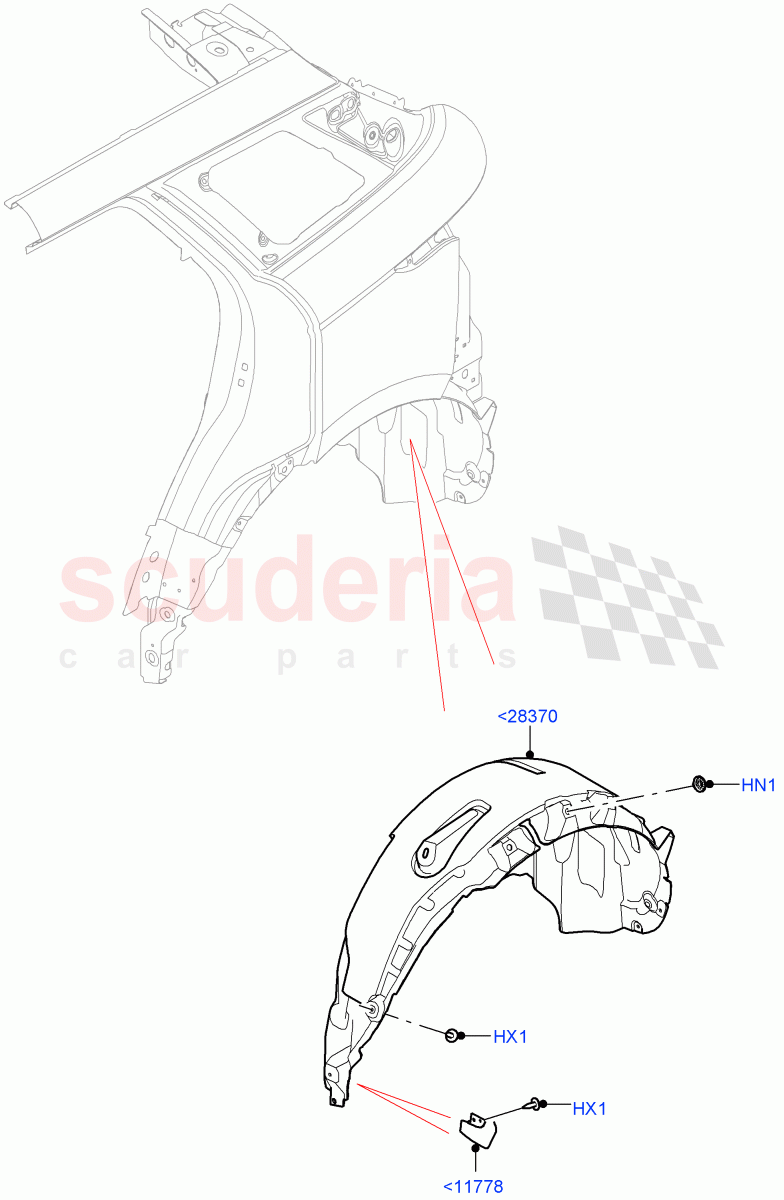 Side Panels - Inner (Wheelarch) (Halewood (UK)) of Land Rover Land Rover Range Rover Evoque (2019+) [2.0 Turbo Petrol AJ200P]