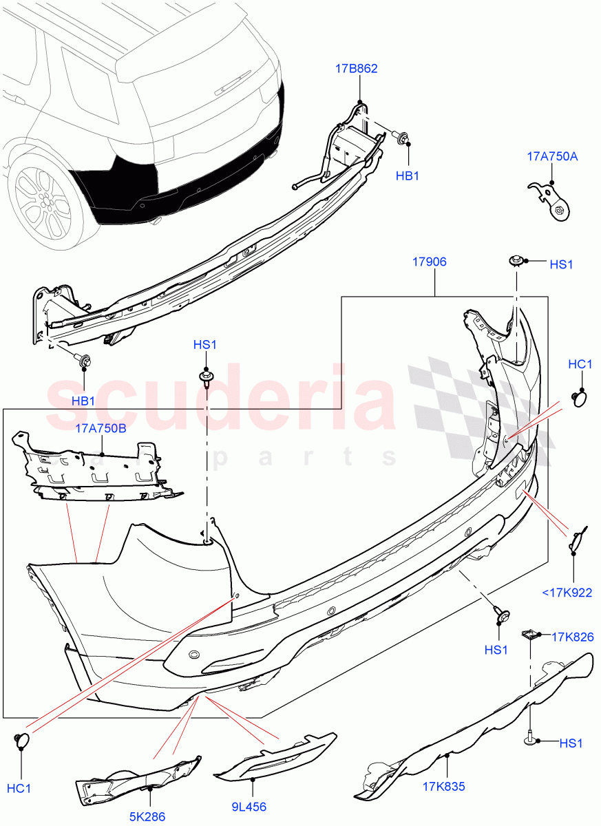 Rear Bumper (Changsu (China), Front Bumper - Sport - Body Colour) ((V) FROMKG422269, (V) TOKG446856) of Land Rover Land Rover Discovery Sport (2015+) [1.5 I3 Turbo Petrol AJ20P3]