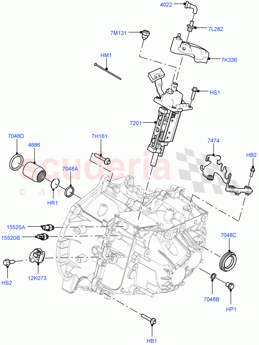 Manual Transmission External Cmpnts (2.0L I4 DSL MID DOHC AJ200, 6 Speed Manual Trans M66 - AWD, 6 Speed Manual Trans-JLR M66 2WD) ((V) FROMGH000001) of Land Rover Land Rover Range Rover Evoque (2012-2018) [2.2 Single Turbo Diesel]
