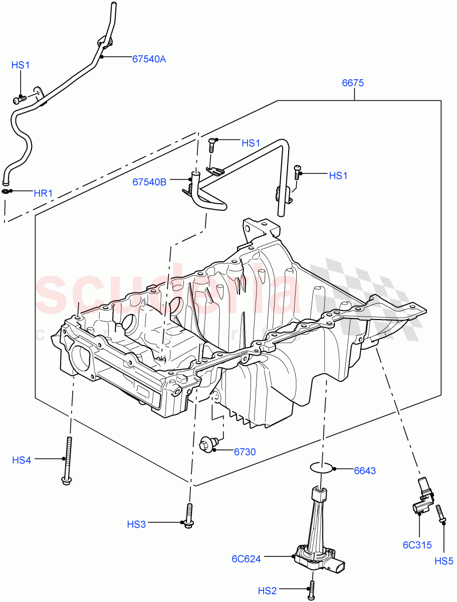 Oil Pan/Oil Level Indicator (5.0L OHC SGDI NA V8 Petrol - AJ133) of Land Rover Land Rover Range Rover (2012-2021) [5.0 OHC SGDI NA V8 Petrol]