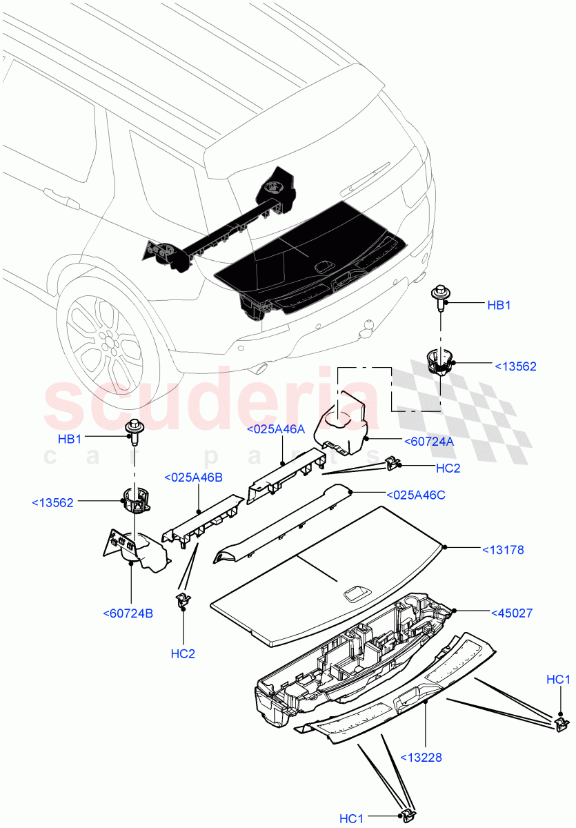 Load Compartment Trim (Floor) (Halewood (UK), With 3rd Row Double Seat, With 7 Seat Configuration, Third Row Dual Individual Seat) of Land Rover Land Rover Discovery Sport (2015+) [2.0 Turbo Diesel AJ21D4]