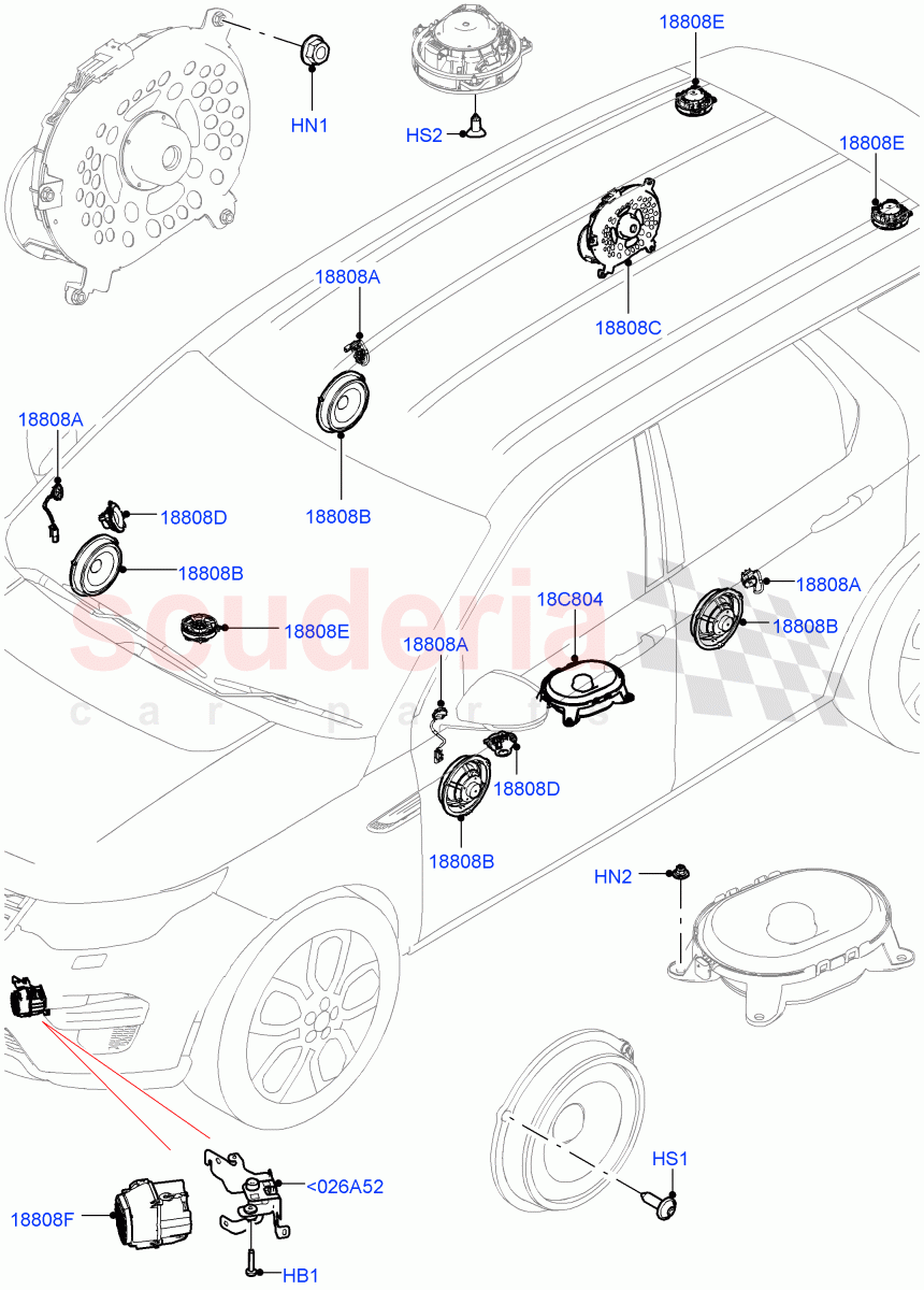 Speakers (Halewood (UK), Premium Audio 1280 W) of Land Rover Land Rover Discovery Sport (2015+) [2.0 Turbo Petrol AJ200P]